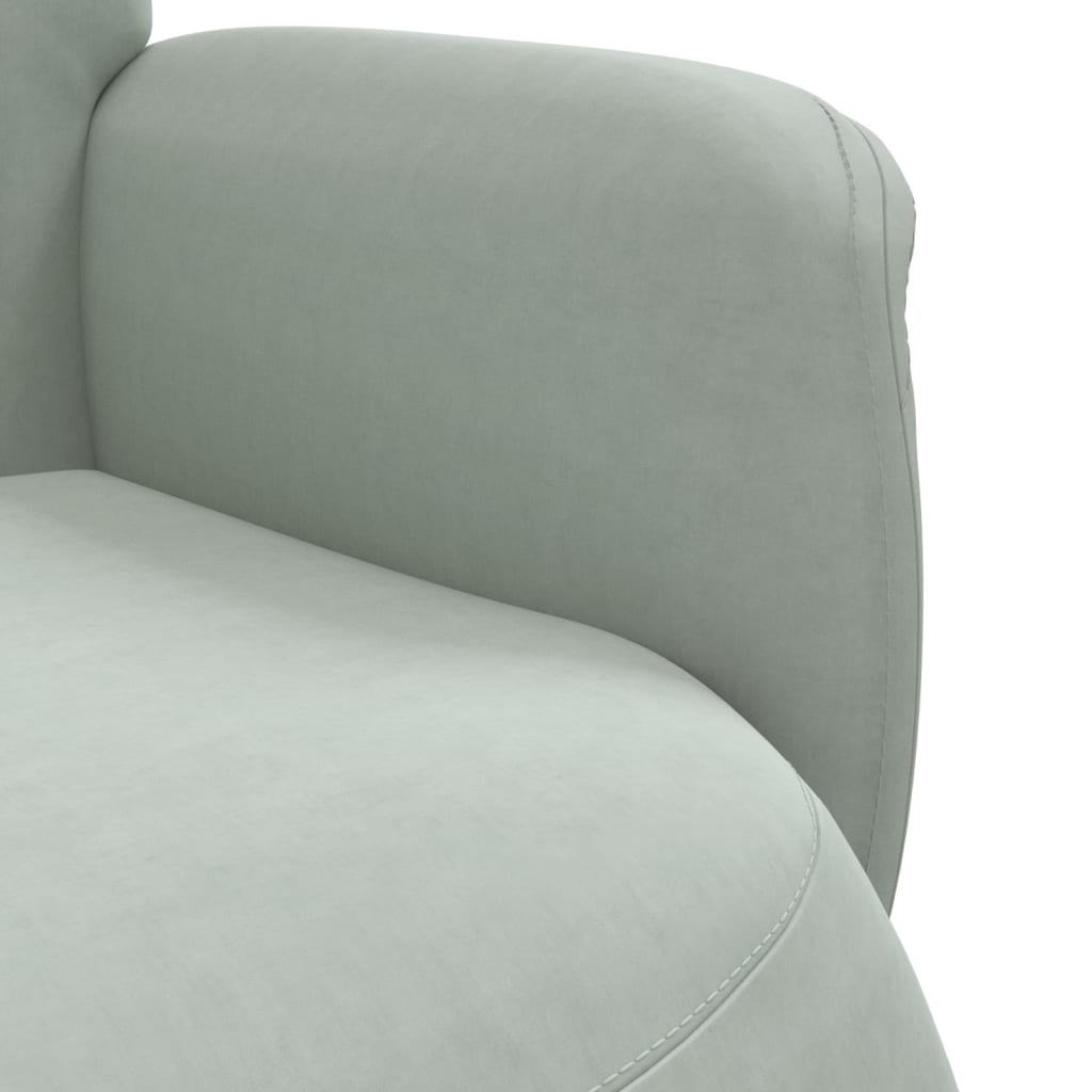 Fauteuil inclinable avec repose-pied gris clair velours - XIOS