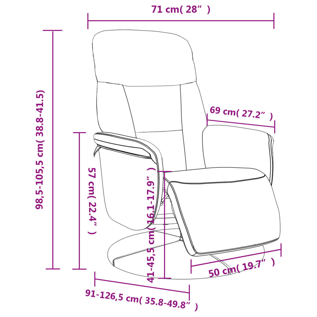 Fauteuil inclinable avec repose-pied gris foncé velours - XIOS