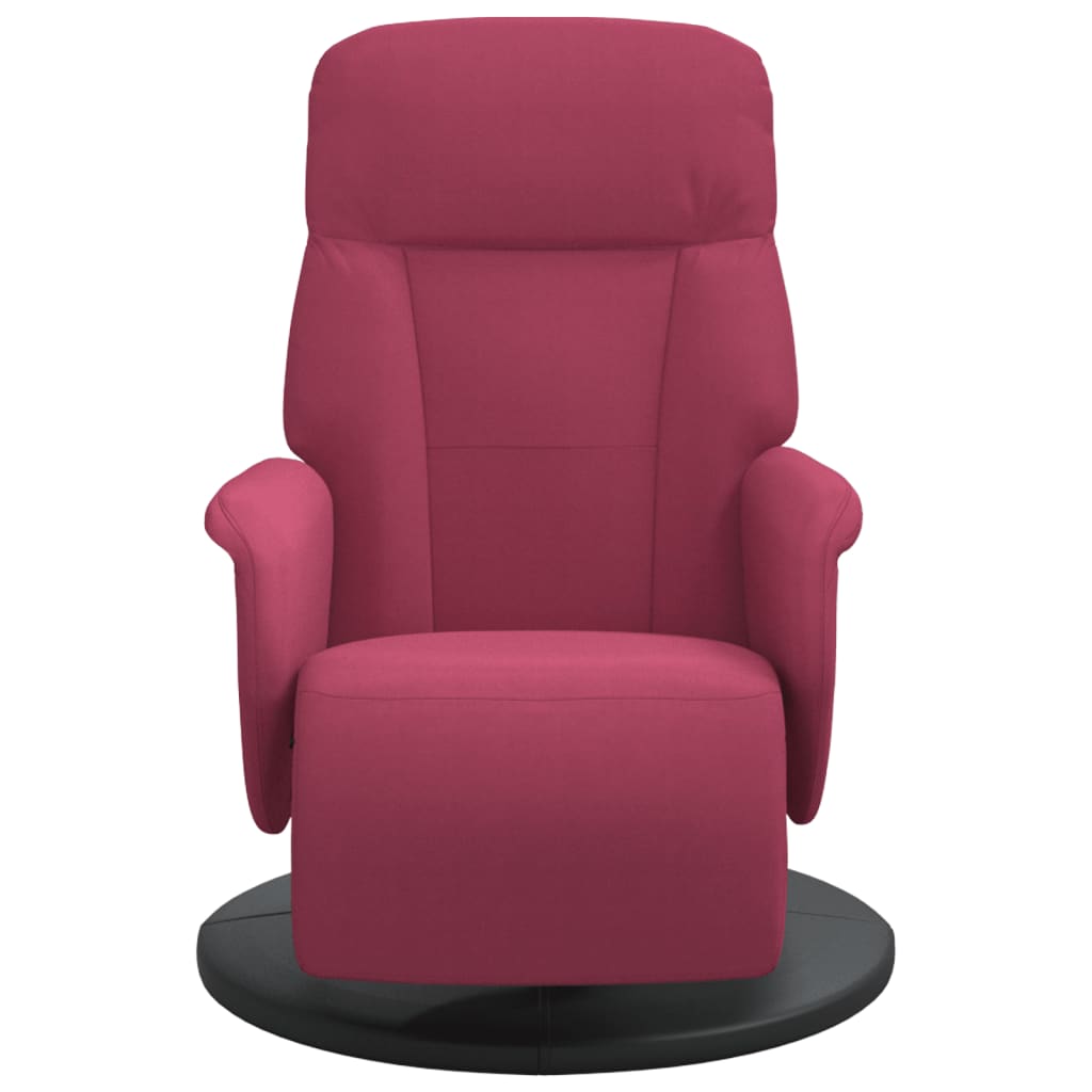 Fauteuil inclinable avec repose-pied rouge bordeaux velours - XIOS
