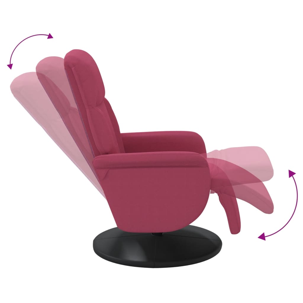 Fauteuil inclinable avec repose-pied rouge bordeaux velours - XIOS
