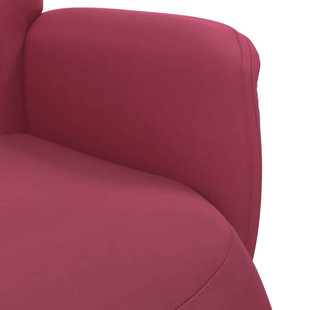 Fauteuil inclinable avec repose-pied rouge bordeaux velours - XIOS