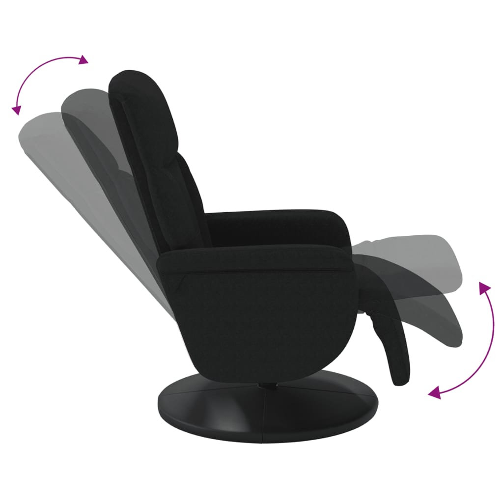 Fauteuil inclinable avec repose-pied noir velours - XIOS