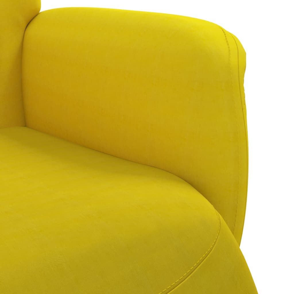 Fauteuil inclinable avec repose-pied jaune velours - XIOS