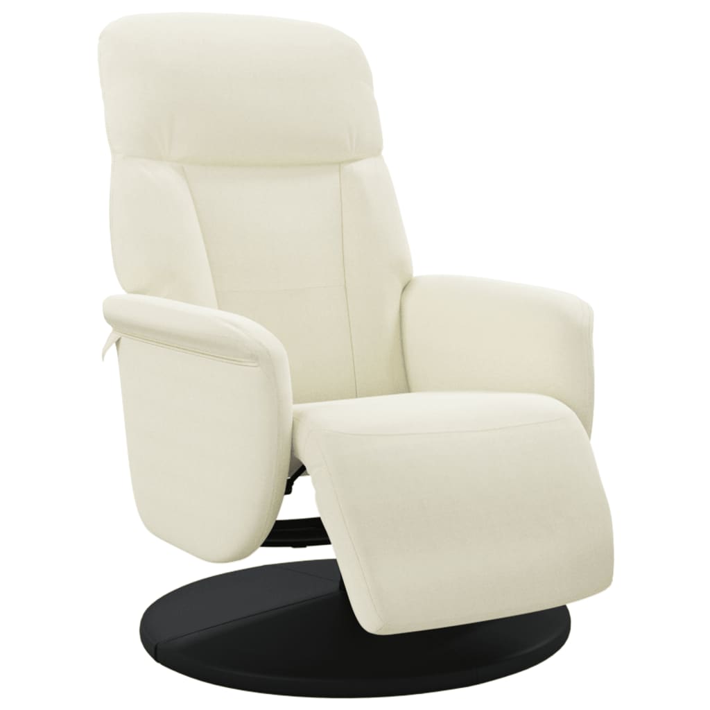 Fauteuil inclinable avec repose-pied crème velours - XIOS