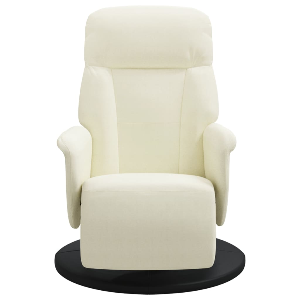 Fauteuil inclinable avec repose-pied crème velours - XIOS