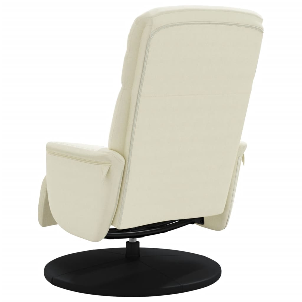 Fauteuil inclinable avec repose-pied crème velours - XIOS