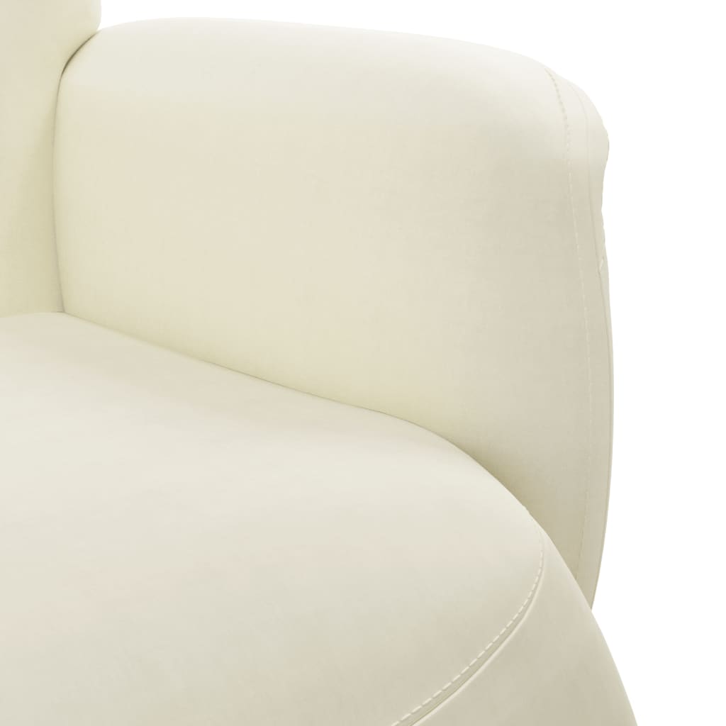 Fauteuil inclinable avec repose-pied crème velours - XIOS