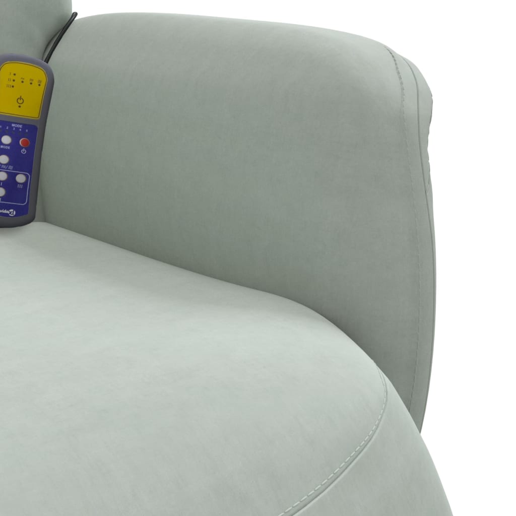 Fauteuil inclinable de massage repose-pied gris clair velours - XIOS