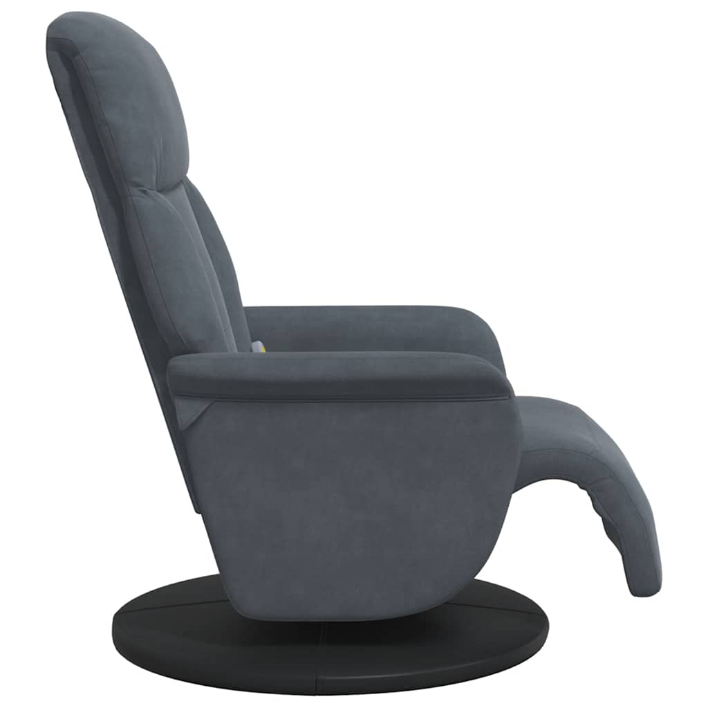 Fauteuil inclinable de massage repose-pied gris foncé velours - XIOS