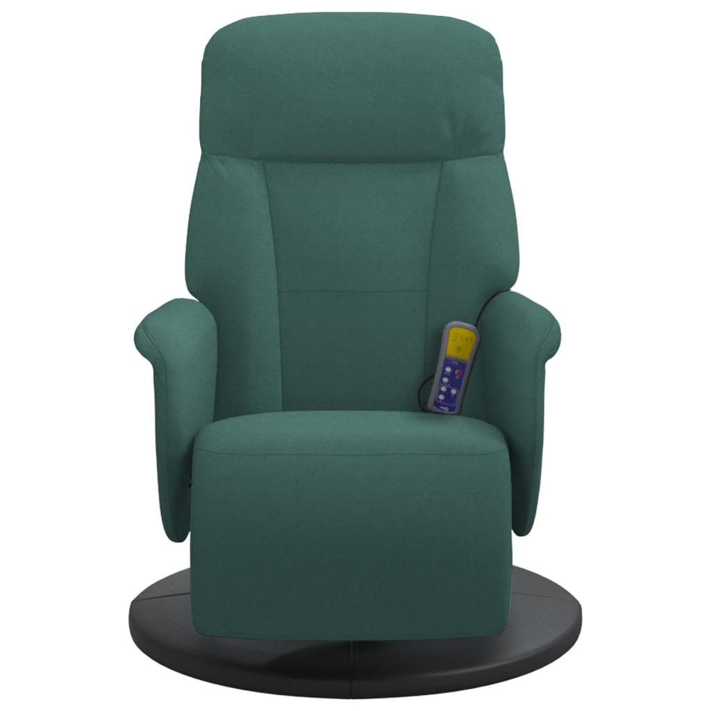 Fauteuil inclinable de massage repose-pied vert foncé velours - XIOS