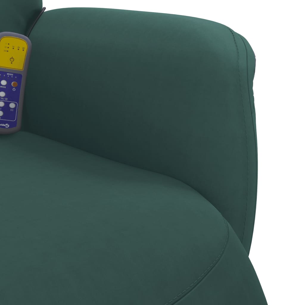 Fauteuil inclinable de massage repose-pied vert foncé velours - XIOS