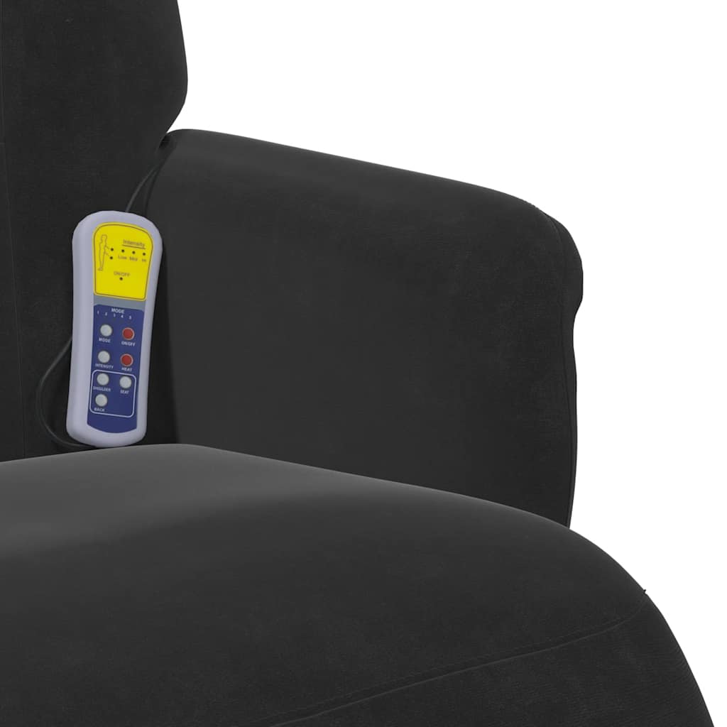 Fauteuil inclinable de massage avec repose-pied noir velours