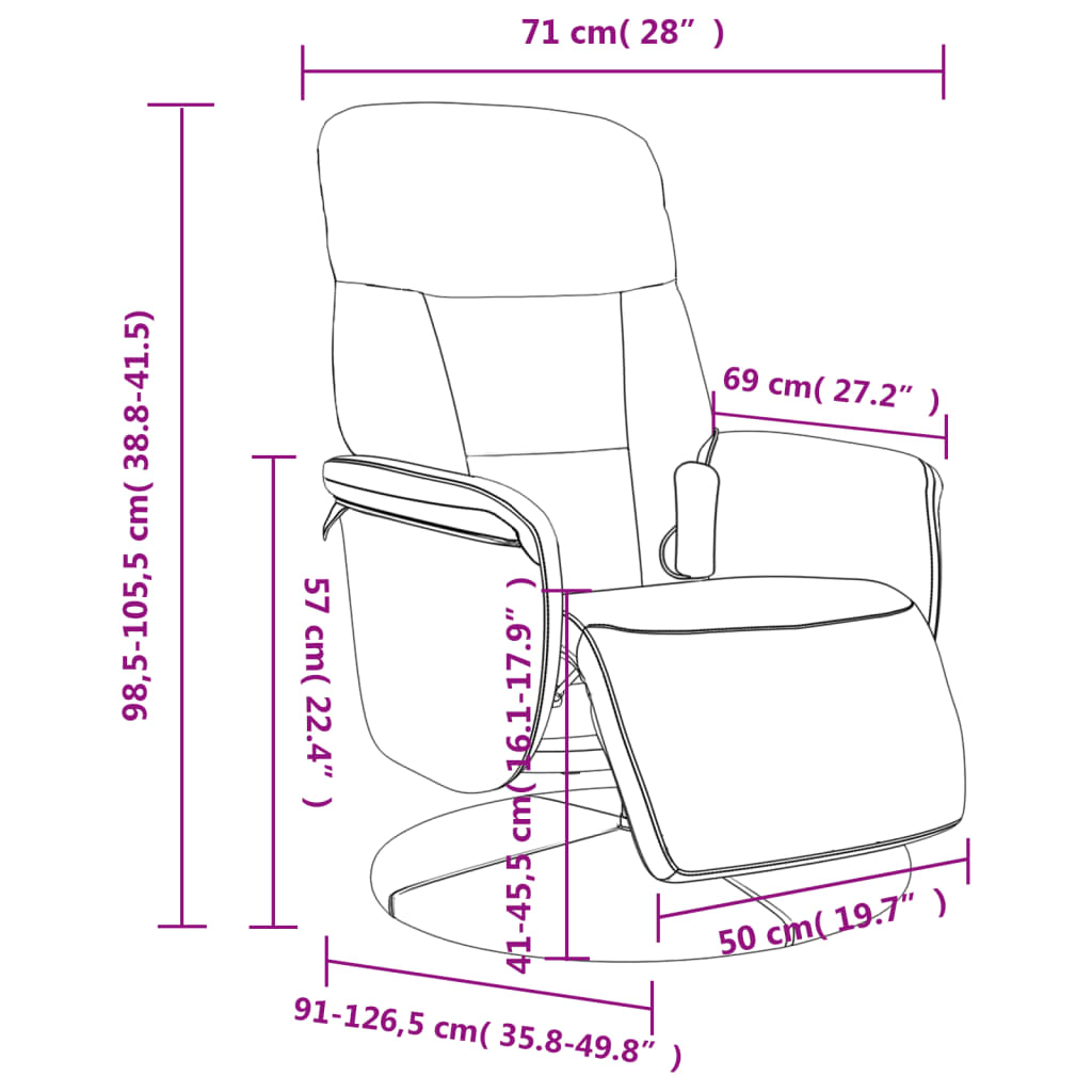 Fauteuil inclinable de massage avec repose-pied noir velours