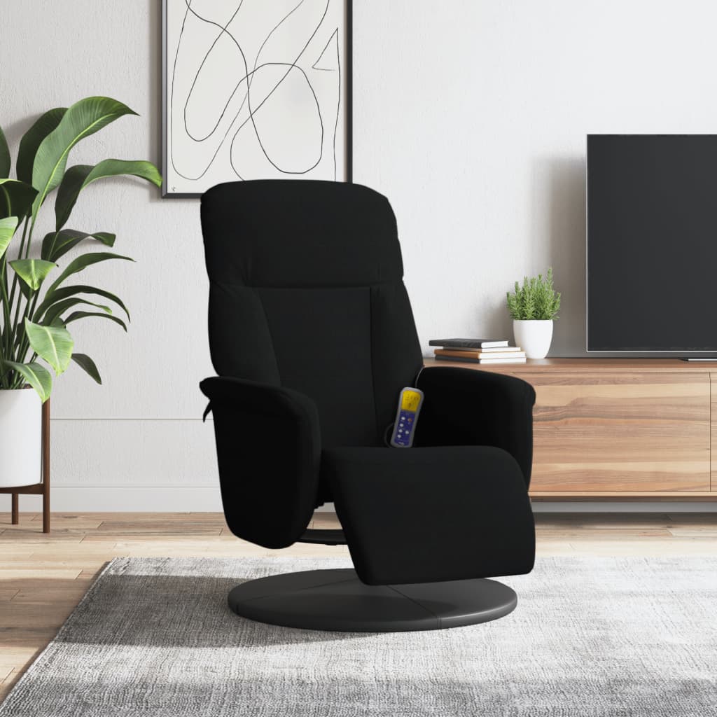 Fauteuil inclinable de massage avec repose-pied noir velours