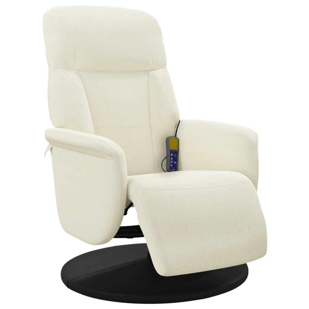 Fauteuil inclinable de massage avec repose-pieds crème velours - XIOS