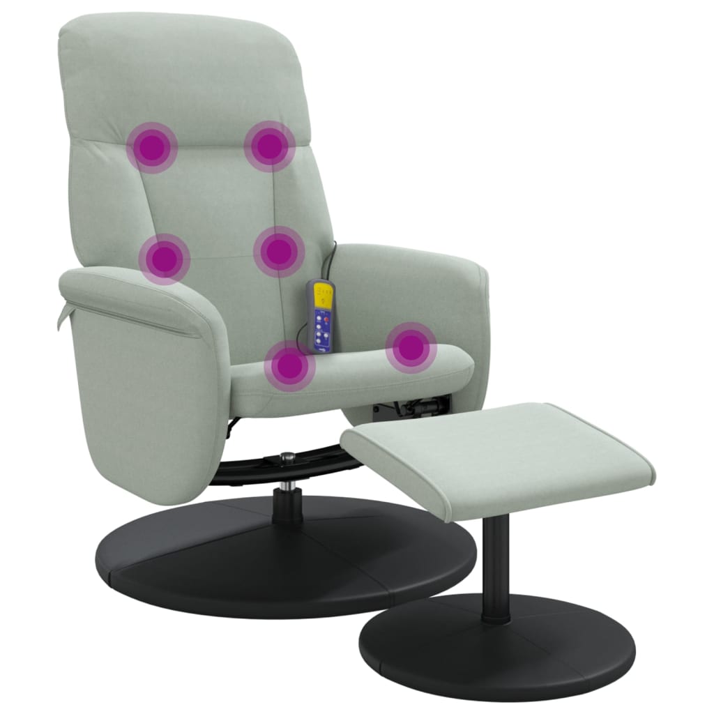 Fauteuil inclinable de massage repose-pied gris clair velours - XIOS