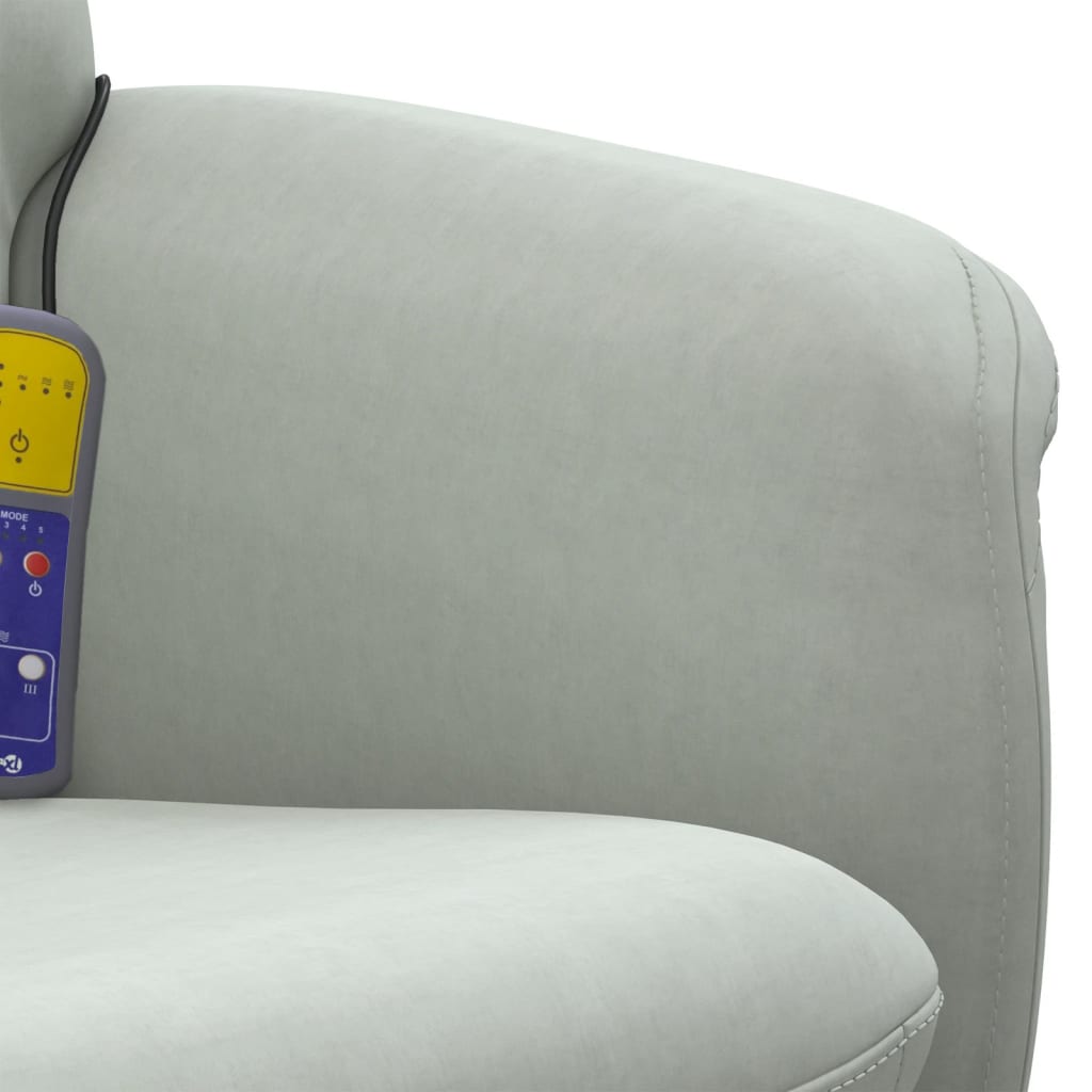 Fauteuil inclinable de massage repose-pied gris clair velours - XIOS