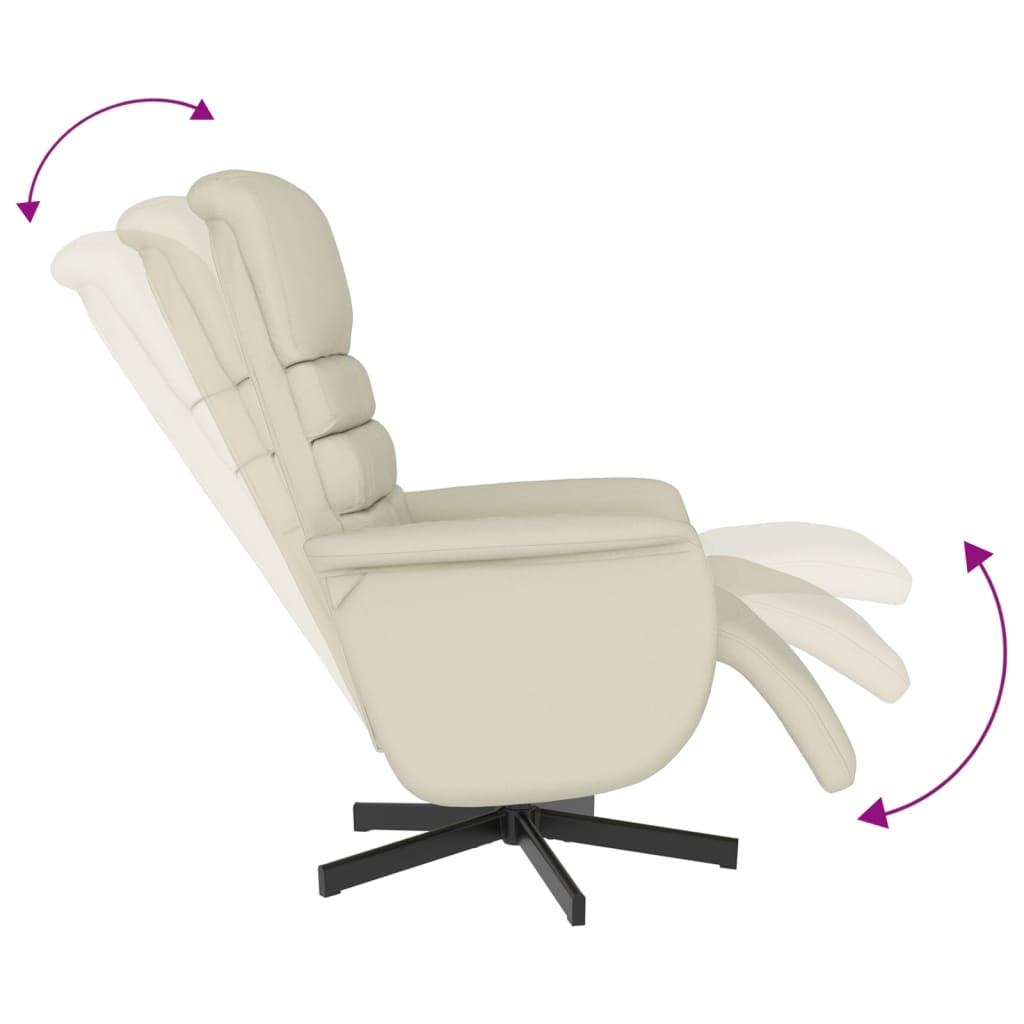 Fauteuil inclinable avec repose-pieds crème similicuir - XIOS