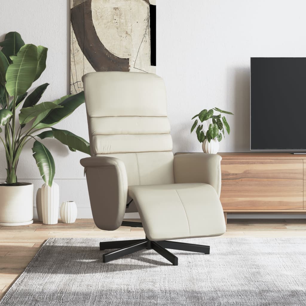 Fauteuil inclinable avec repose-pieds crème similicuir - XIOS