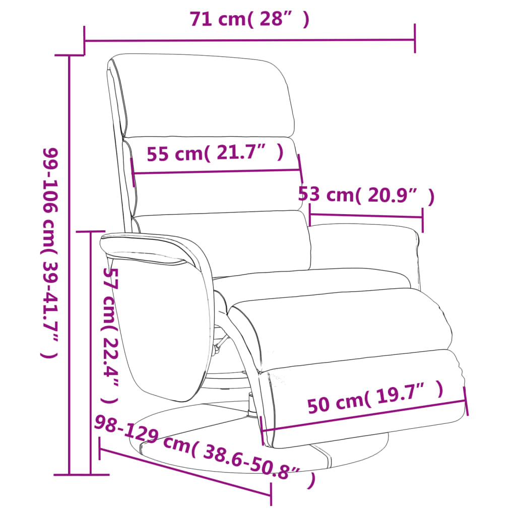 Fauteuil inclinable avec repose-pieds cappuccino similicuir - XIOS