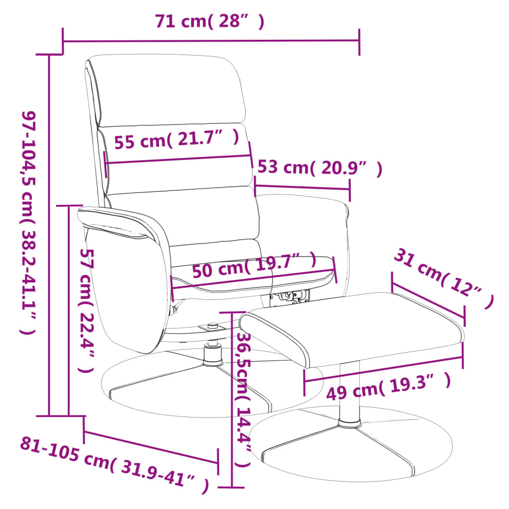 Fauteuil inclinable avec repose-pied gris similicuir Fauteuils vidaXL