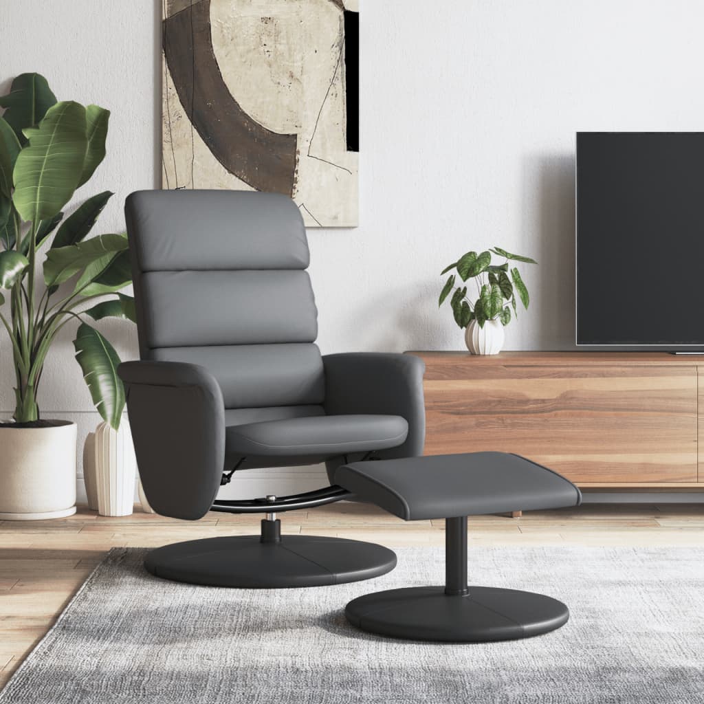 Fauteuil inclinable avec repose-pied gris similicuir Fauteuils vidaXL