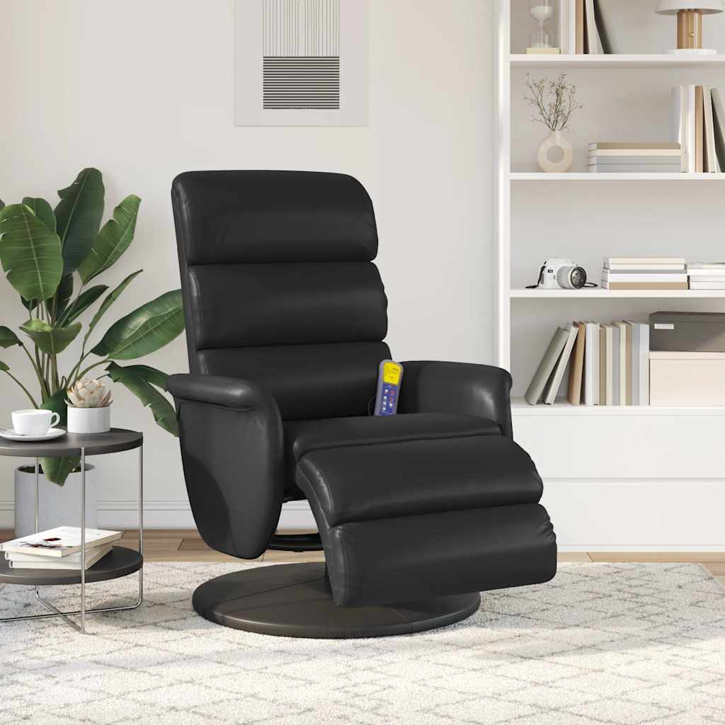 Fauteuil inclinable de massage repose-pieds noir similicuir - XIOS