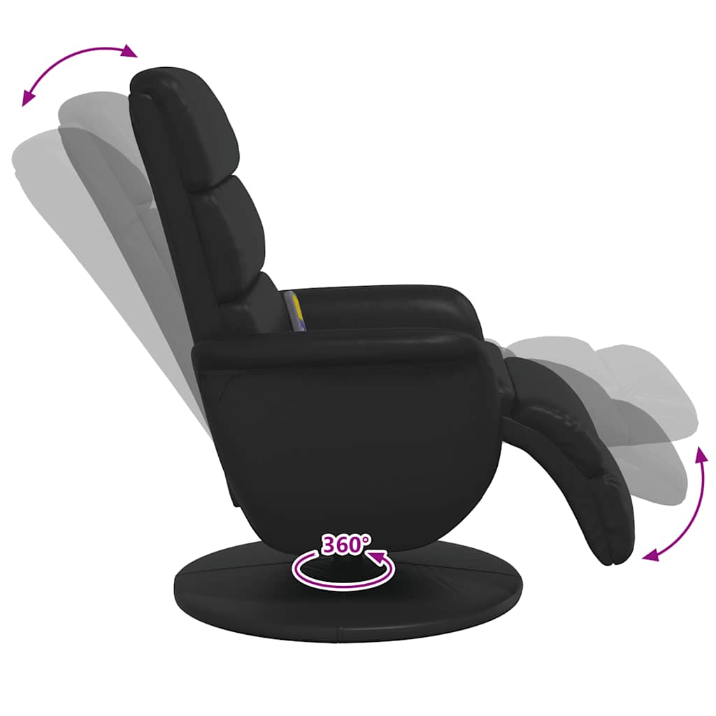 Fauteuil inclinable de massage repose-pieds noir similicuir - XIOS
