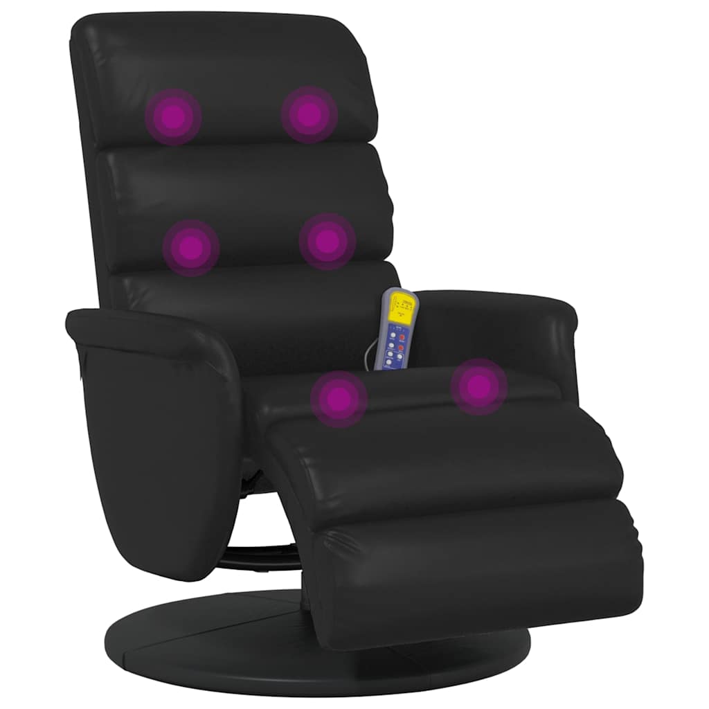 Fauteuil inclinable de massage repose-pieds noir similicuir - XIOS