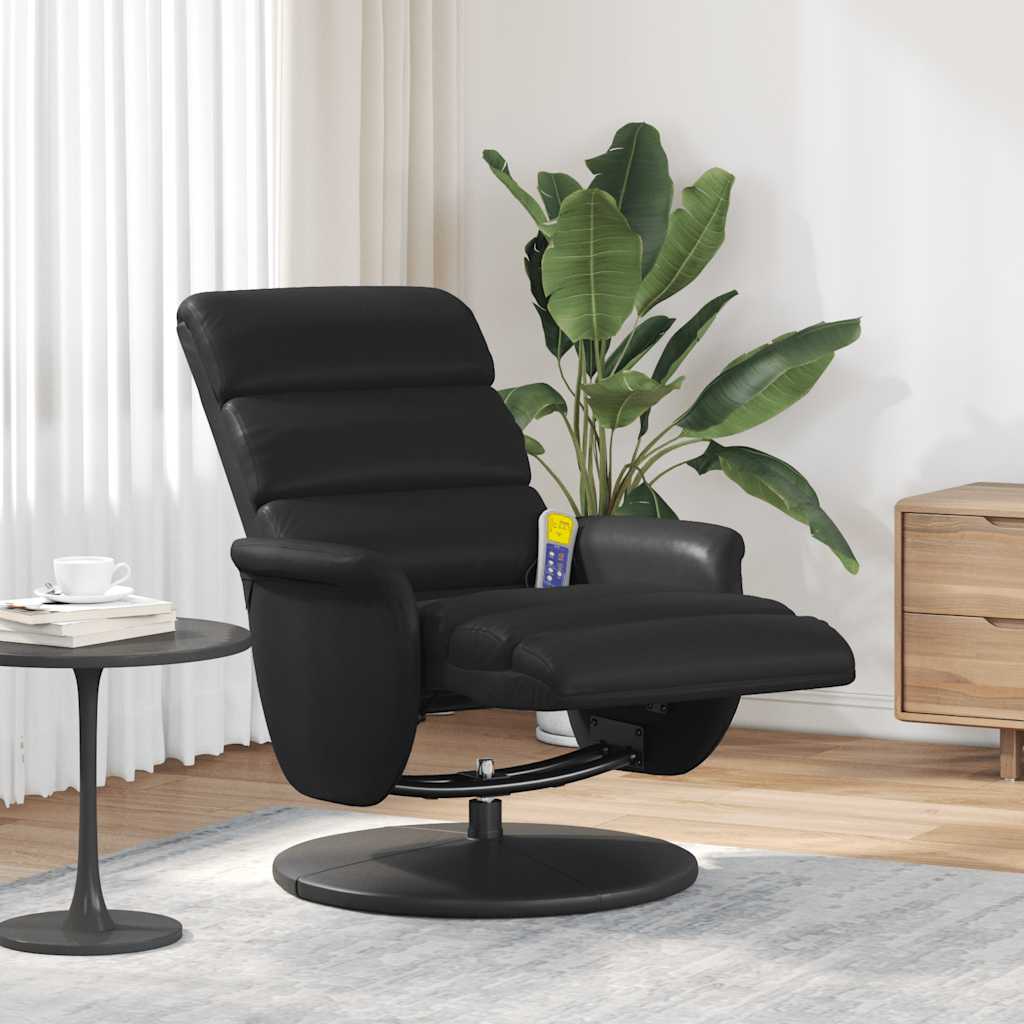 Fauteuil inclinable de massage repose-pieds noir similicuir - XIOS