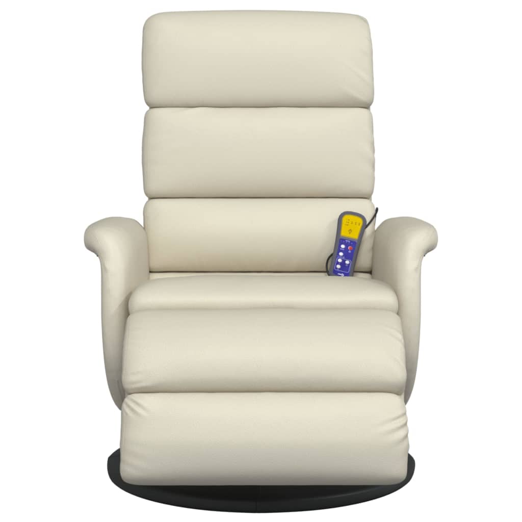 Fauteuil inclinable de massage et repose-pieds crème similicuir - XIOS