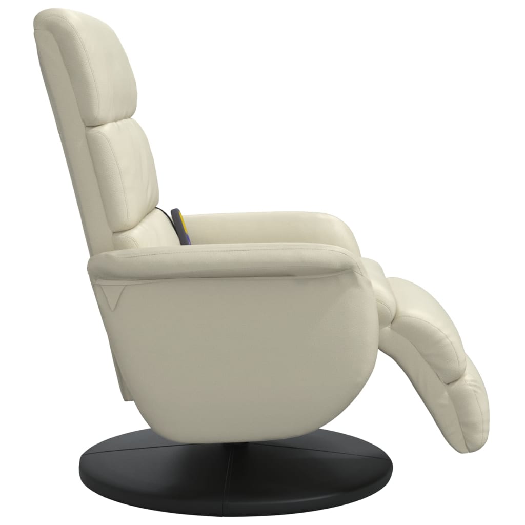 Fauteuil inclinable de massage et repose-pieds crème similicuir - XIOS