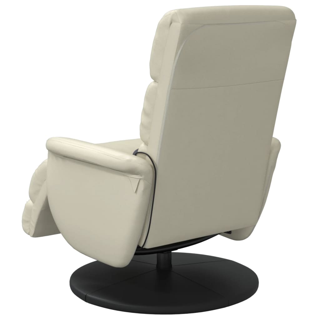 Fauteuil inclinable de massage et repose-pieds crème similicuir - XIOS