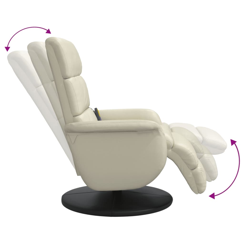 Fauteuil inclinable de massage et repose-pieds crème similicuir - XIOS