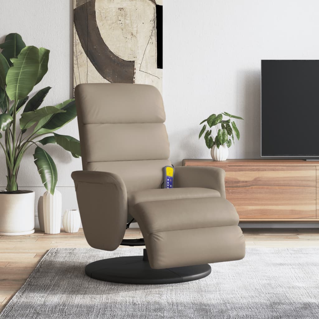 Fauteuil inclinable de massage repose-pieds cappuccino - XIOS