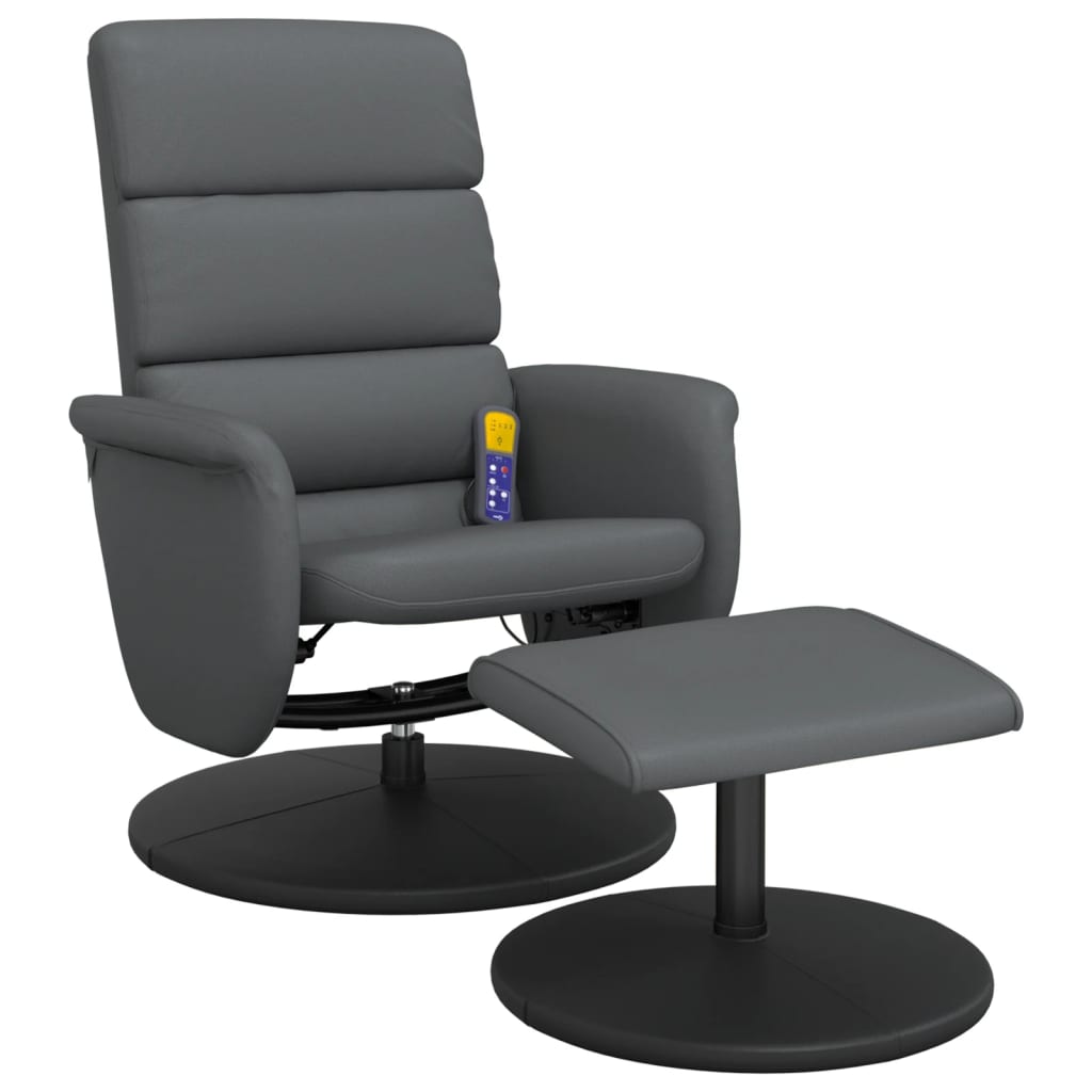 Fauteuil inclinable de massage avec repose-pied gris similicuir - XIOS