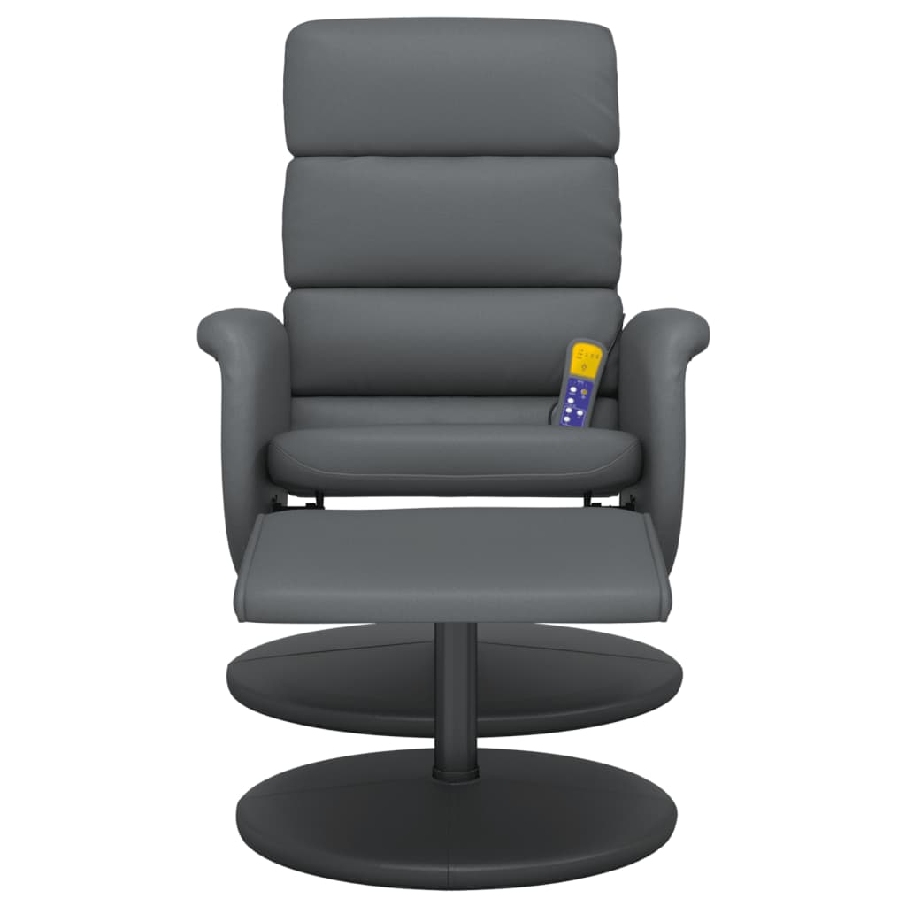 Fauteuil inclinable de massage avec repose-pied gris similicuir - XIOS