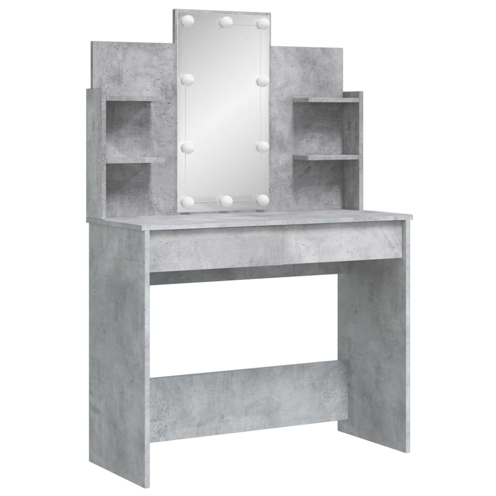 Coiffeuse avec lumières LED gris béton 96x40x142 cm Coiffeuses vidaXL