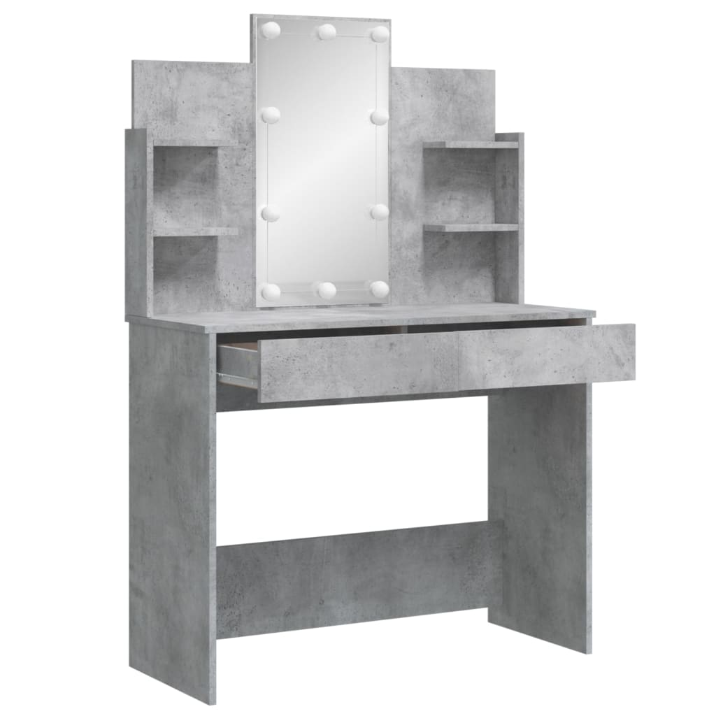 Coiffeuse avec lumières LED gris béton 96x40x142 cm Coiffeuses vidaXL
