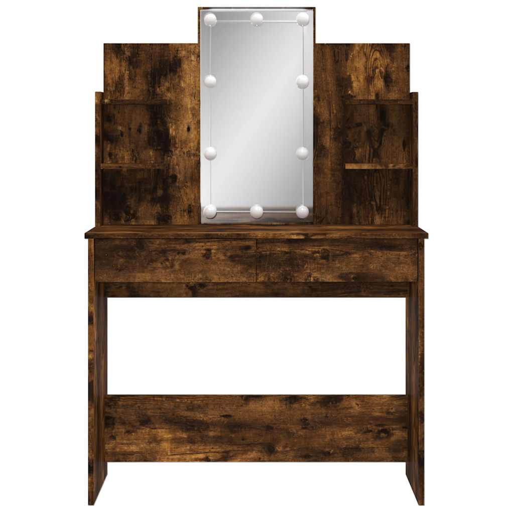 Coiffeuse avec lumières LED chêne fumé 96x40x142 cm - XIOS