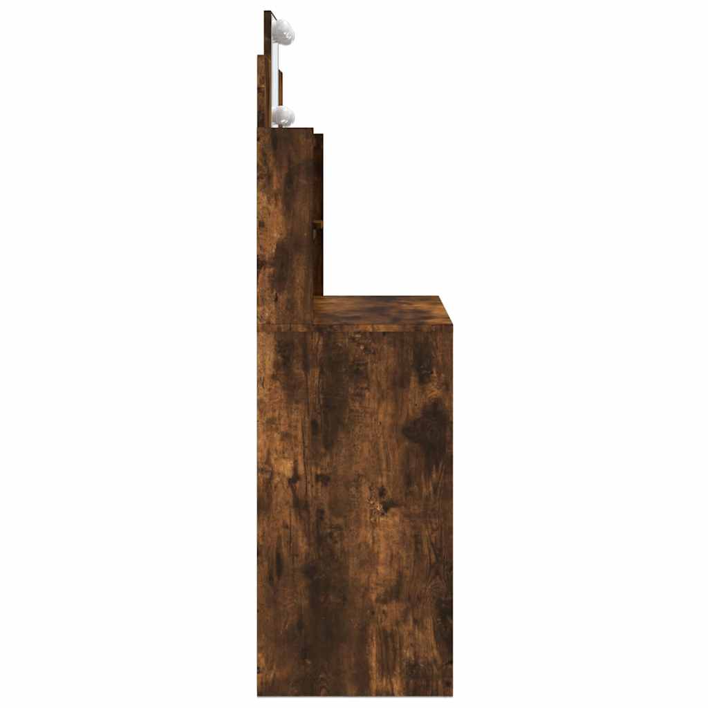 Coiffeuse avec lumières LED chêne fumé 96x40x142 cm - XIOS