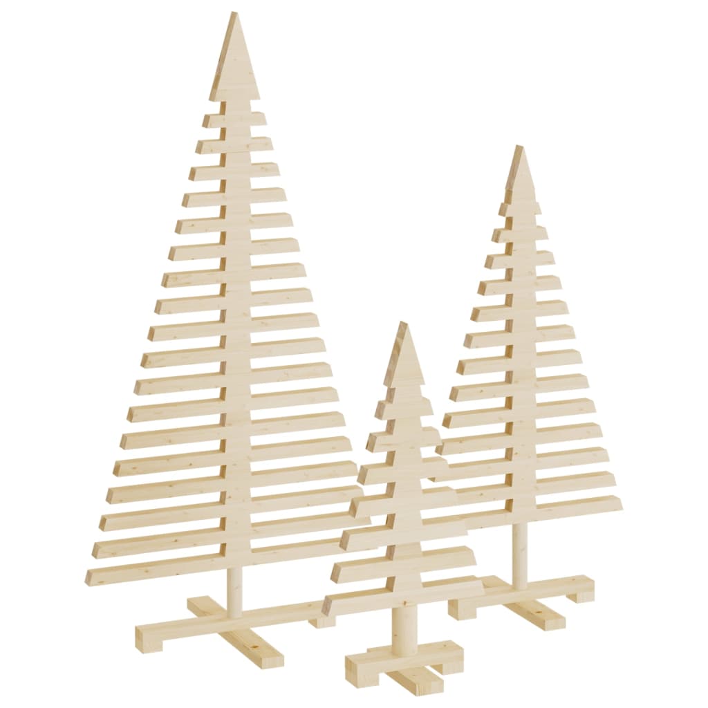 Arbres de Noël en bois pour décoration 3 pcs bois massif de pin - XIOS