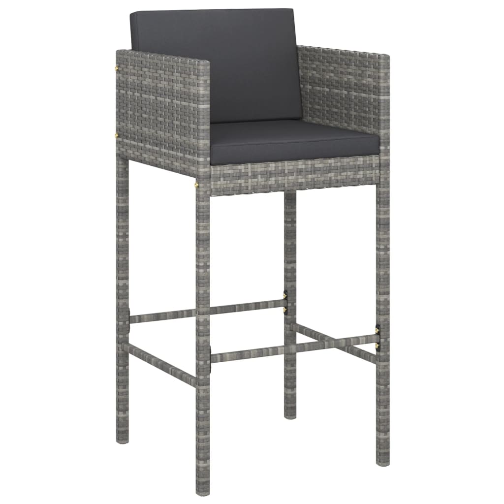 Ensemble de bar de jardin 9 pcs avec coussins gris poly rotin