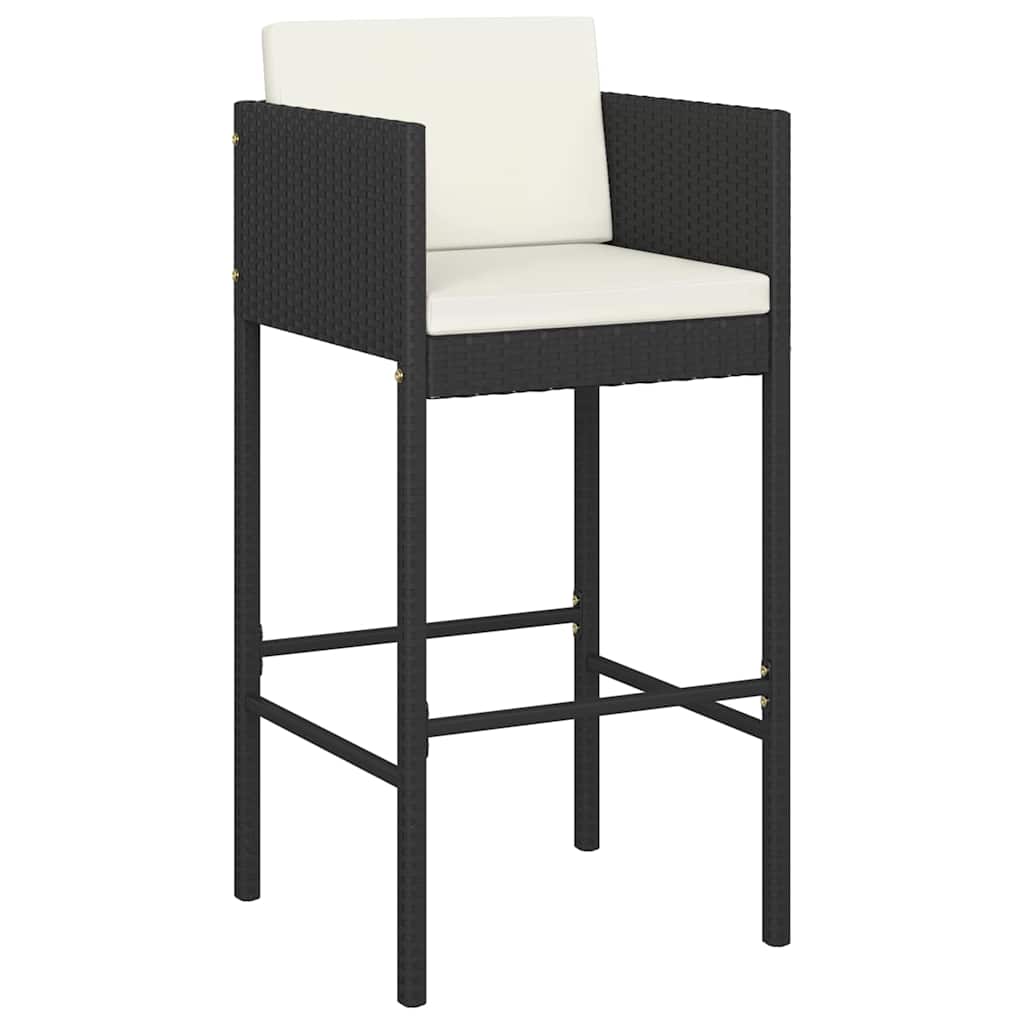 Ensemble de bar de jardin 5 pcs avec coussins noir poly rotin