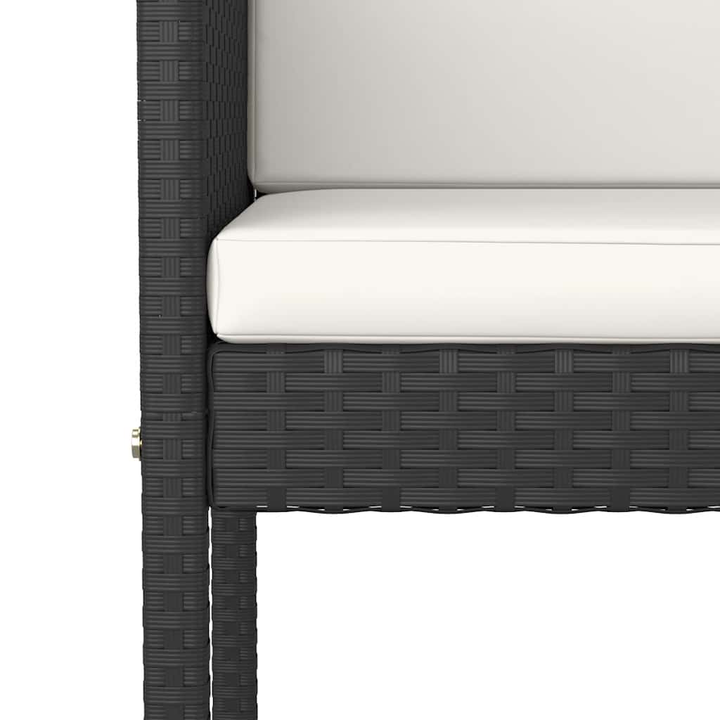 Ensemble de bar de jardin 5 pcs avec coussins noir poly rotin