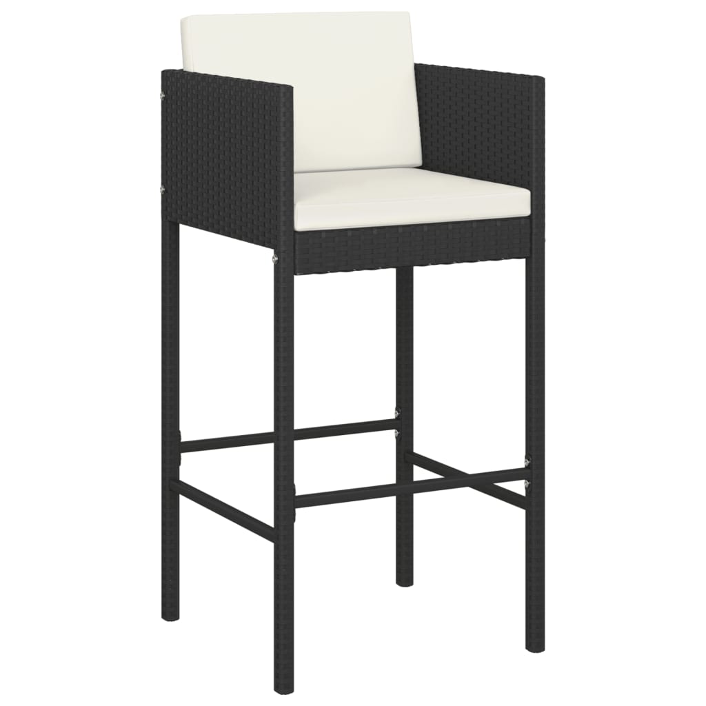 Ensemble de bar de jardin 5 pcs avec coussins noir poly rotin