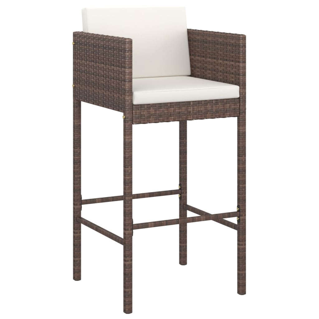 Ensemble de bar de jardin avec coussins 7 pcs marron poly rotin
