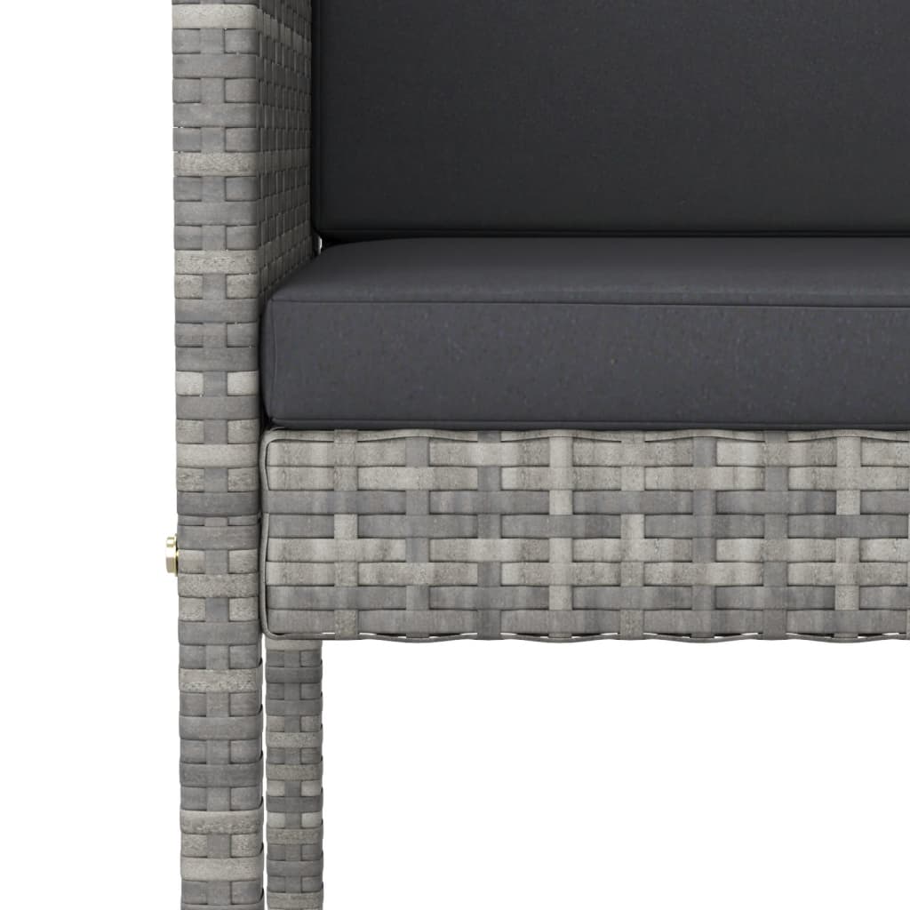 Ensemble de bar de jardin 5 pcs avec coussins gris poly rotin