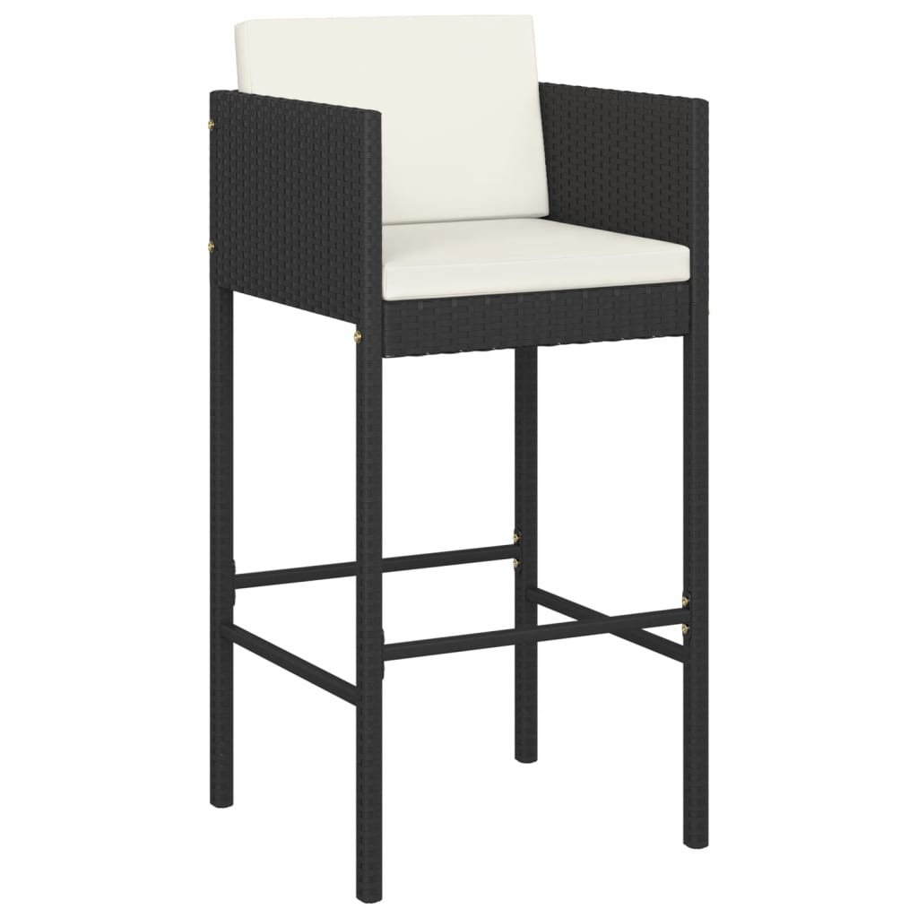 Ensemble de bar de jardin 5 pcs avec coussins noir poly rotin
