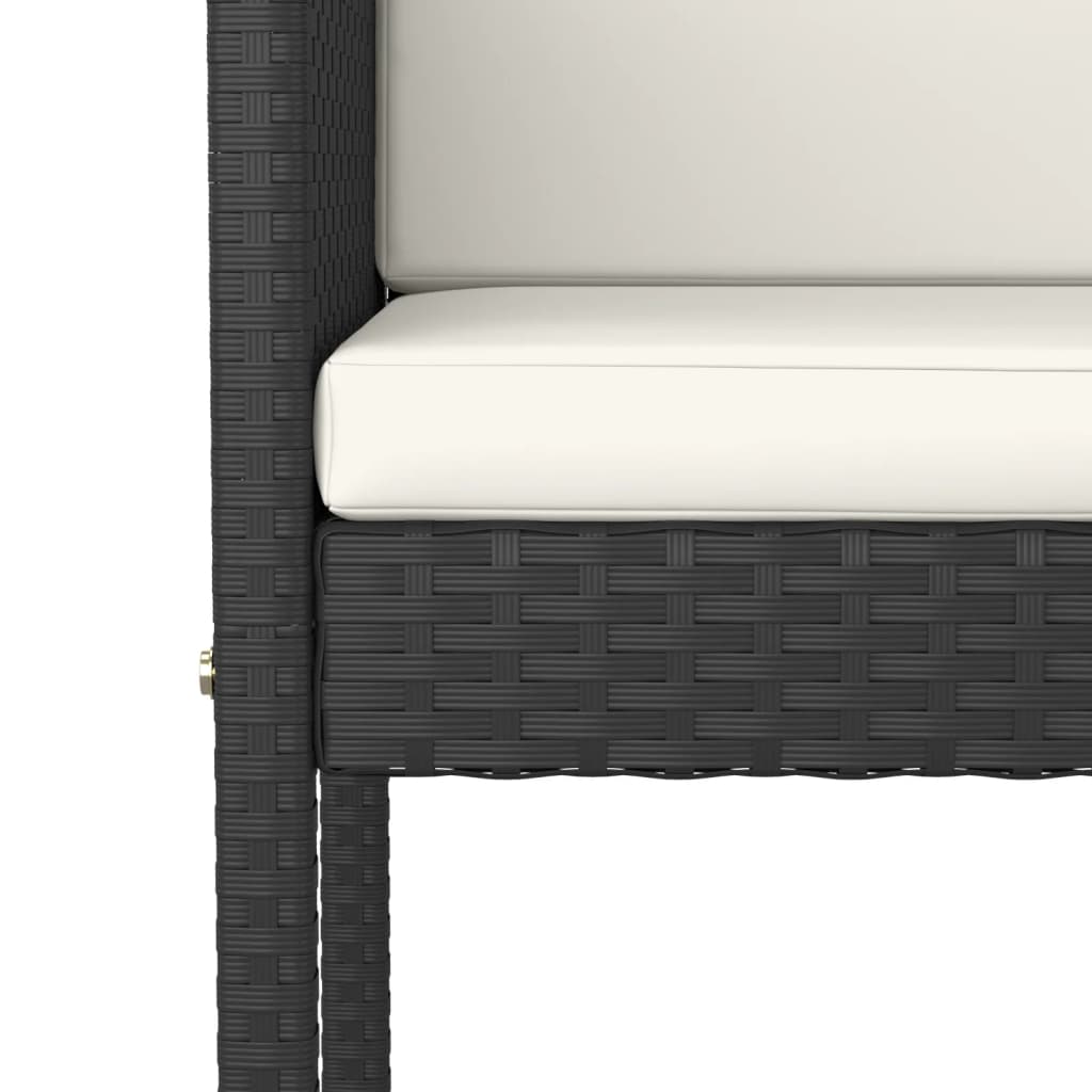 Ensemble de bar de jardin 5 pcs avec coussins noir poly rotin